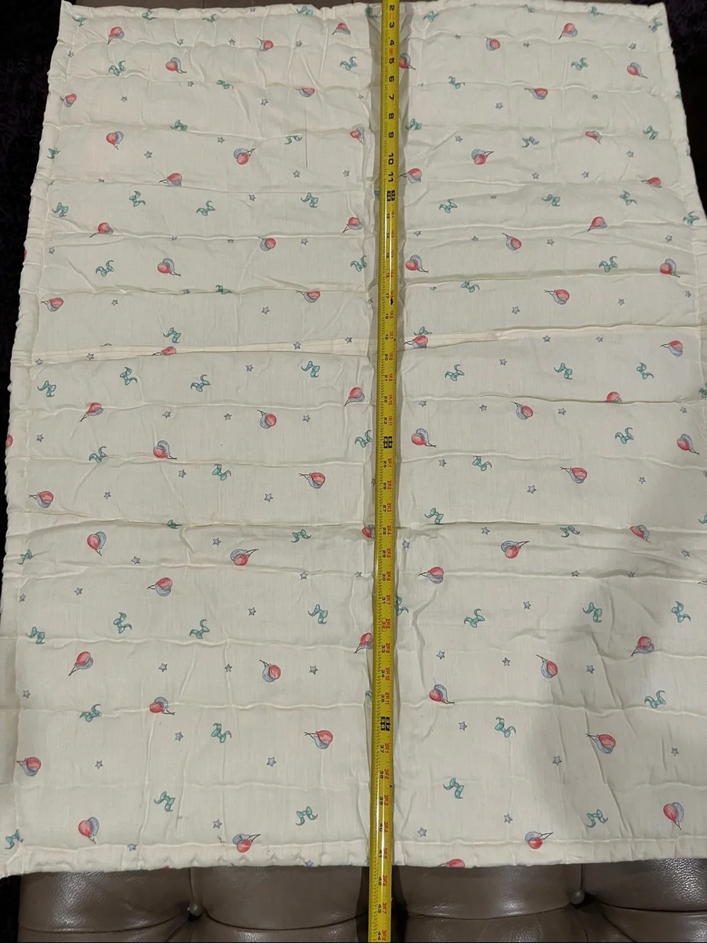 once upon a Time Teddy Bear Story Quilted Baby Blanket - Cream, Blue, Red